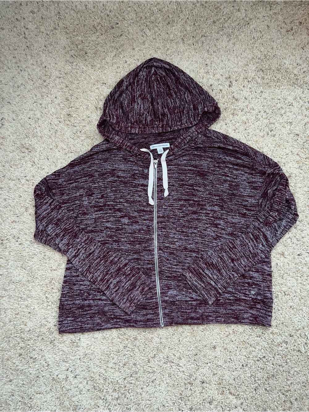American Eagle Outfitters Marled Zip Hoodie in Plum